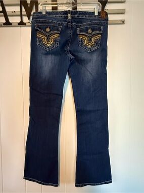 Wallflower Dark Blue Bootcut Jeans with Gold Embellished Back Pockets